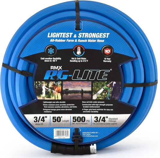 AG-LITE BSAL3450 3/4in x 50ft Rubber Garden Hose for All Uses