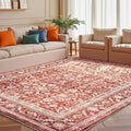 OPPODREAM Vintage Red Area Rug 8 x 10 - Soft, Washable, Non Slip