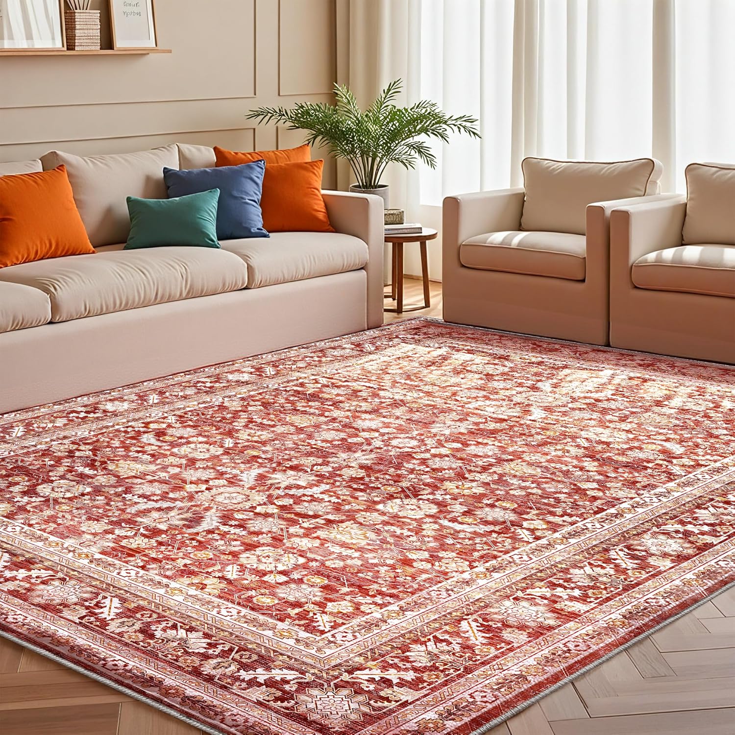 OPPODREAM Vintage Red Area Rugs 9x12 for Living Spaces