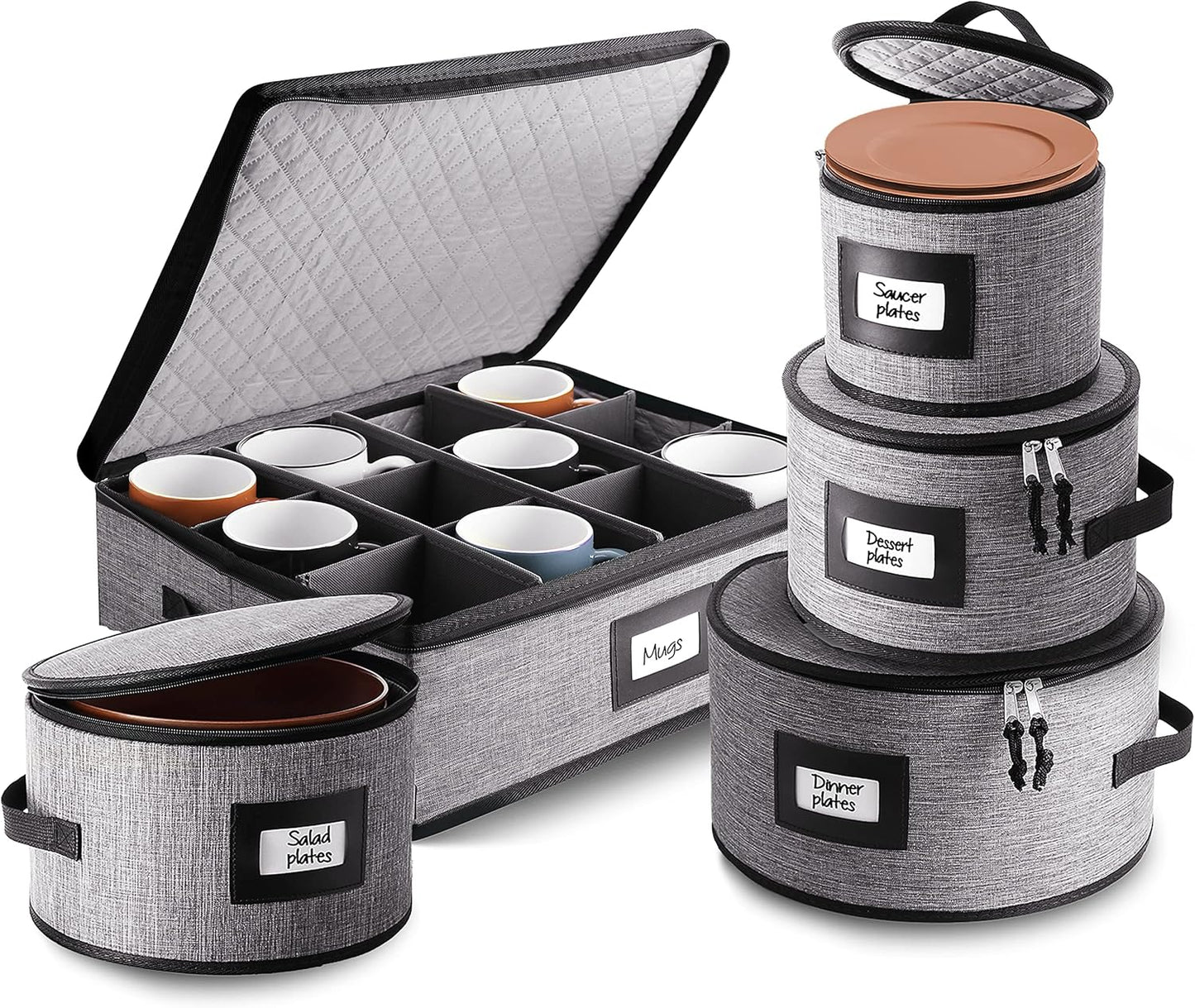 Fine China Hard Shell Dish Organizer Set for Safe Storage
