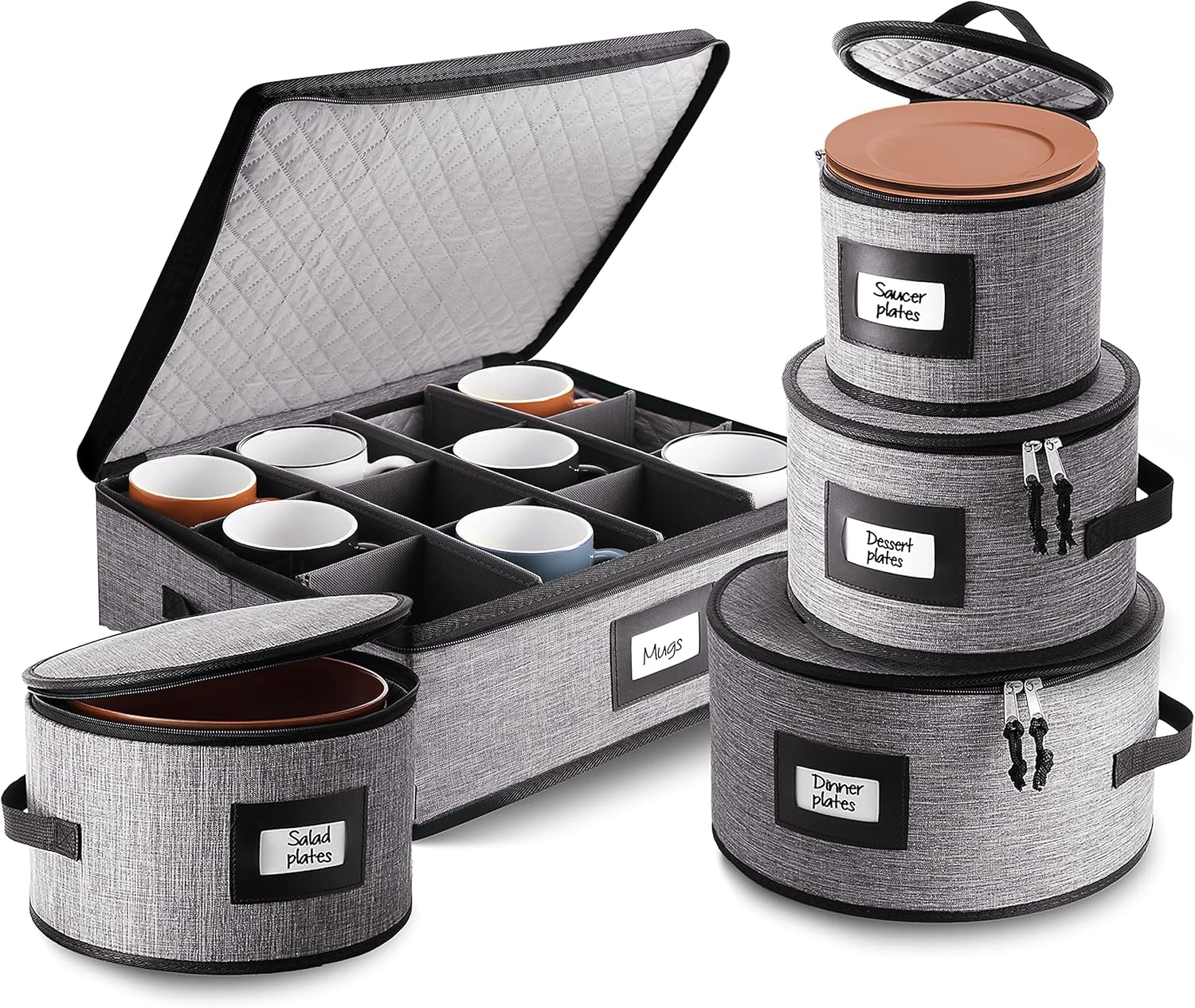 Fine China Hard Shell Dish Organizer Set for Safe Storage