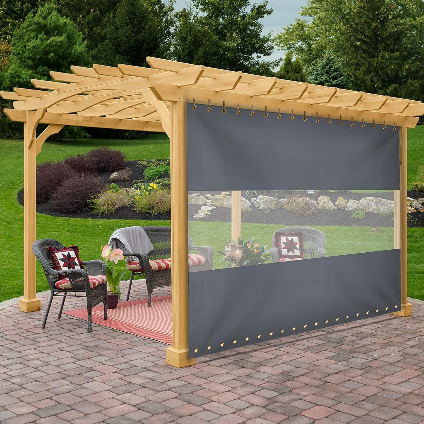 Clear Panel Outdoor Curtain for Patio, Waterproof & Weather Resistant