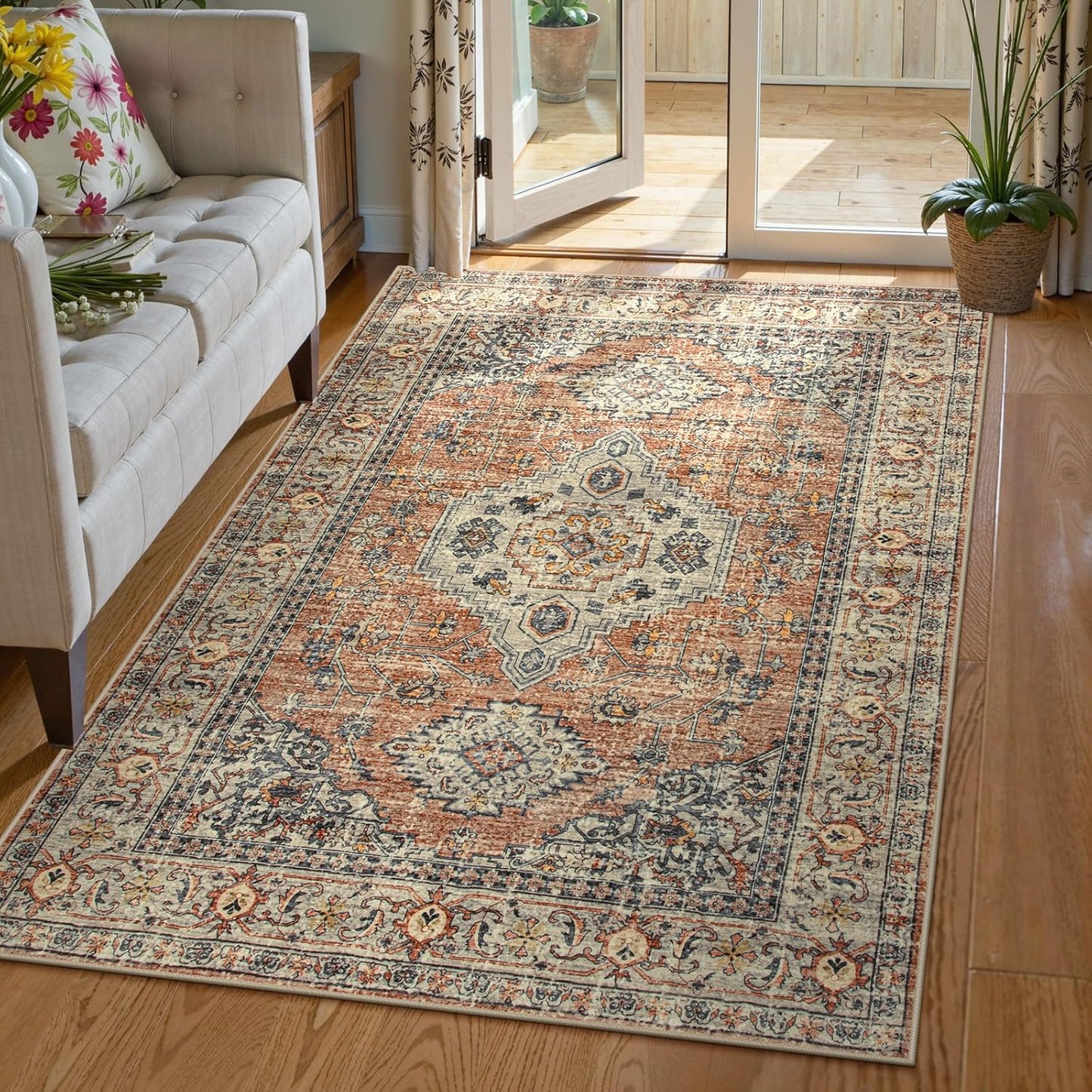 Lahome Oriental Washable Rug for Bedroom and Living Room