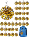 Cheer Pom Pom Keychain Bulk Pack - 40 Mini Metallic Pom Poms