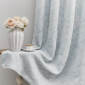Beauoop Blue Floral Jacquard Blackout Curtains for Your Home