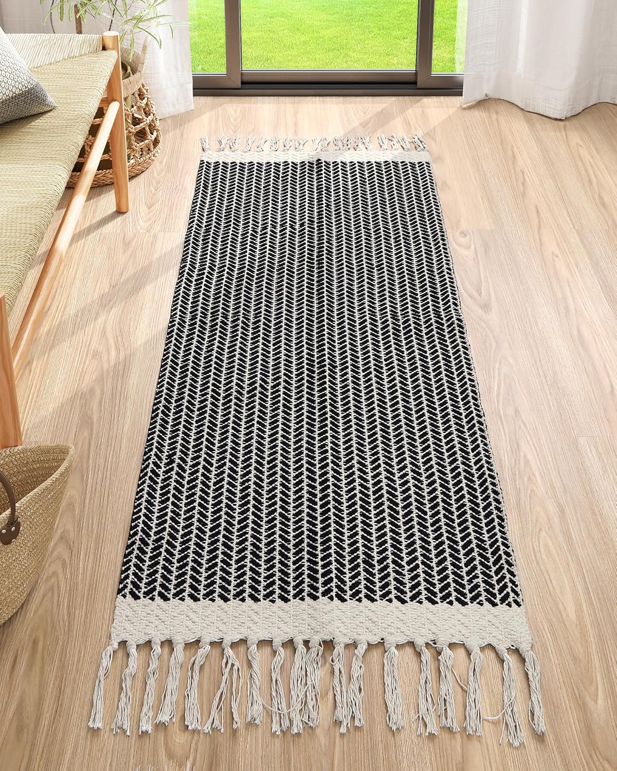 Lahome Boho Rugs for Entryway, Lightweight Cotton Runner Rug
