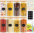 32 oz Glass Jars 8 Pcs with Bamboo Lids - Stackable Airtight Pantry