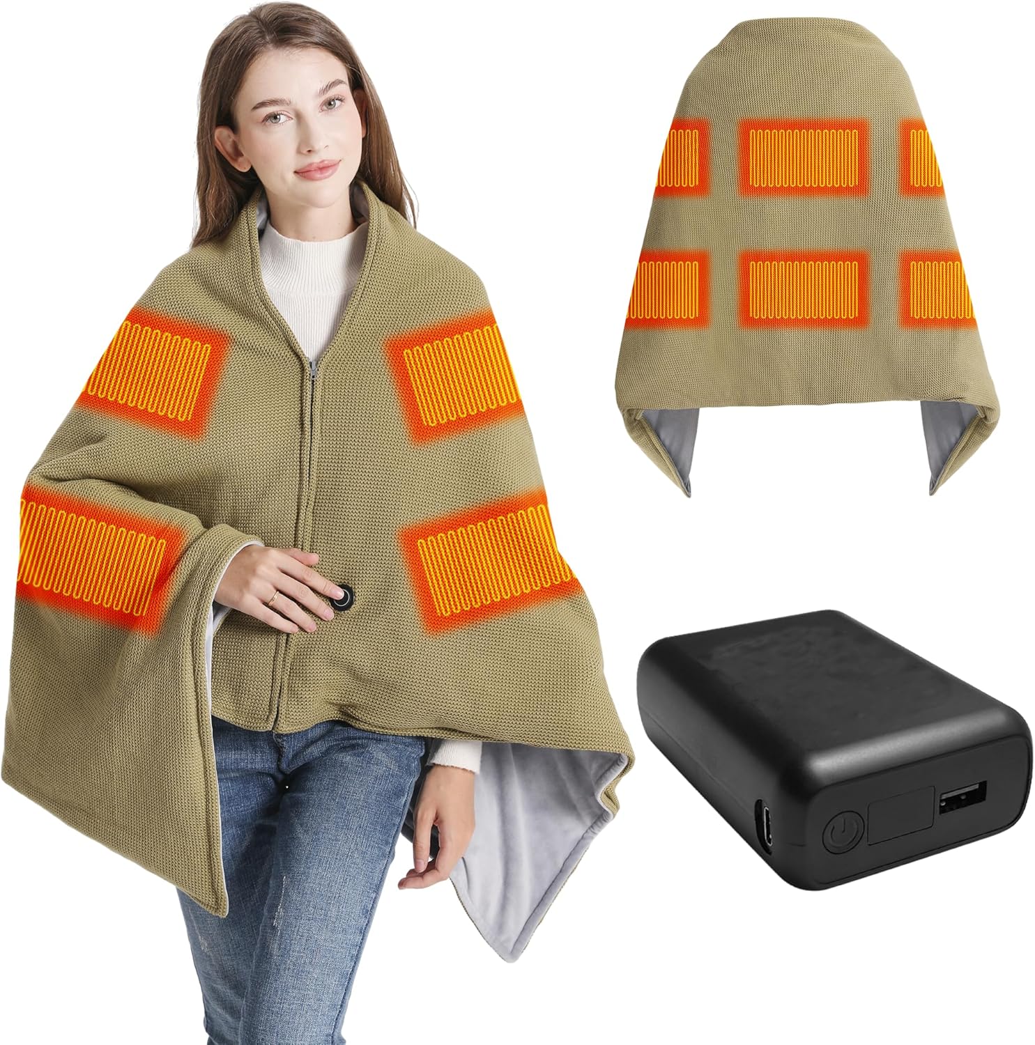 Heated Blanket with 20000mAh Power Bank for Cozy Comfort
