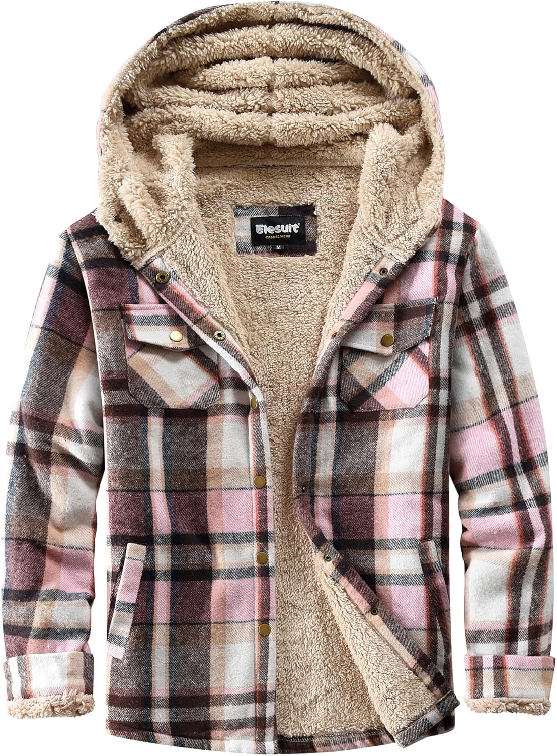 Elesuit Women's Fleece Flannel Jacket for Cozy Fall Days