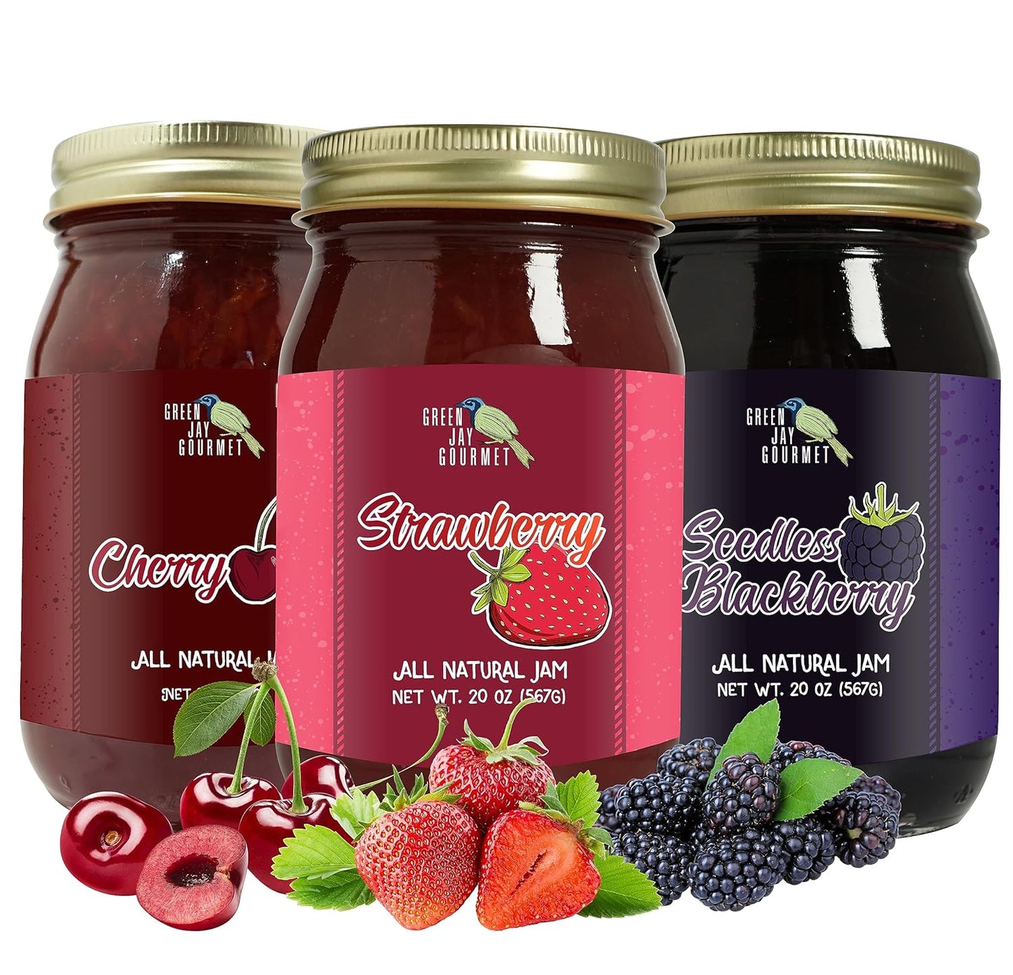 Green Jay Gourmet Classic Jam Collection - All-Natural Fruit Jam
