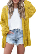 Lightweight Crochet Cardigan for Women Long Sleeve Open Front HOTOUCH