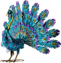 23 in Metallic Peacock Tail Spread Yard Statue - Vibrant Garden Accent