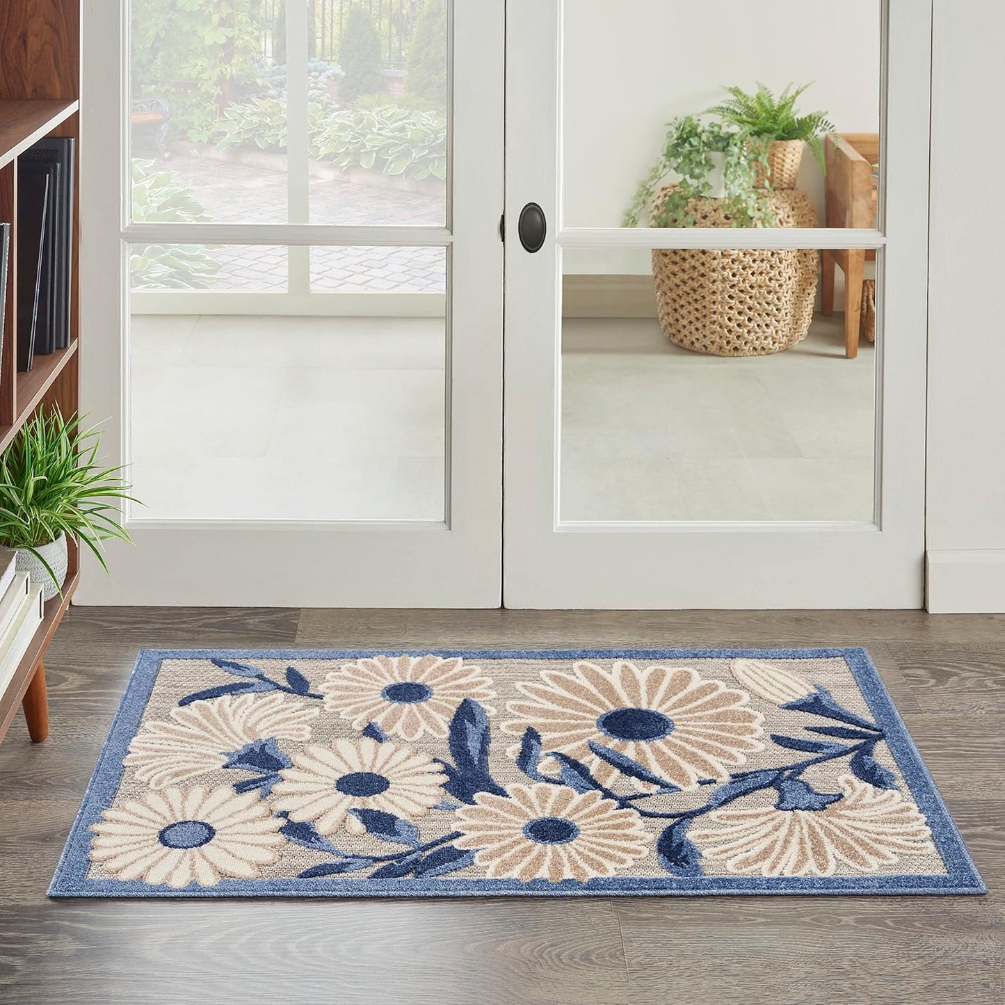 Nourison Aloha 3ft x 4ft Blue Gray Area Rug for Indoor and Outdoor