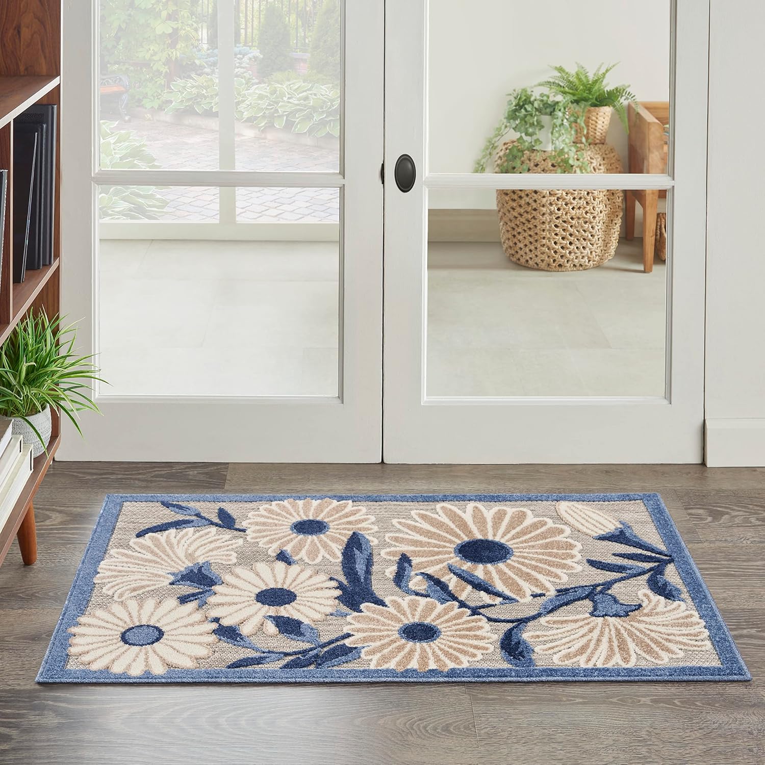 Nourison Aloha 3ft x 4ft Blue Gray Area Rug for Indoor and Outdoor