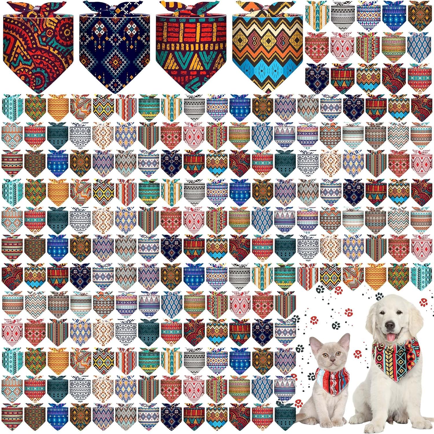 120 Pcs Halloween Dog Bandanas for Pets - Adjustable Kerchiefs