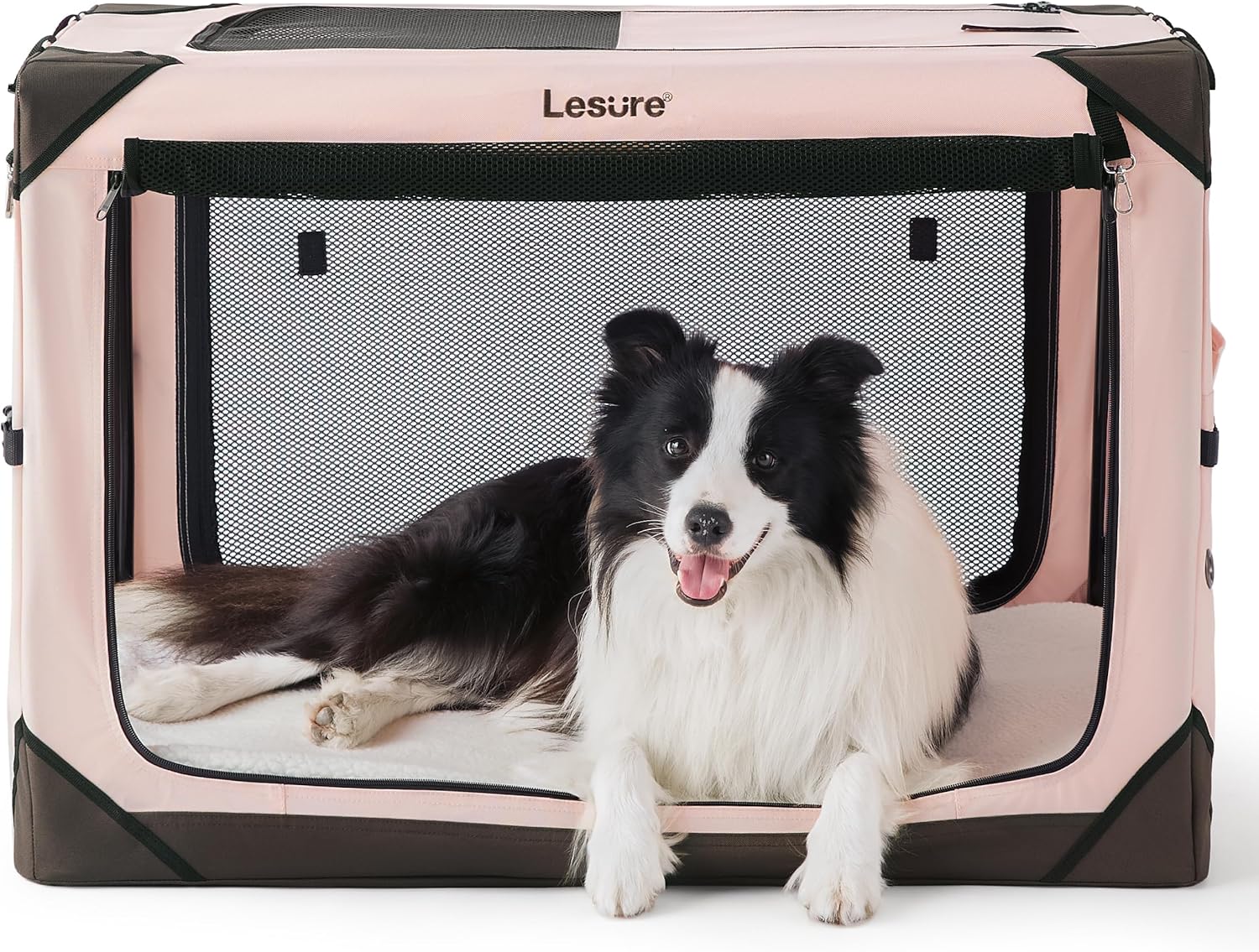 Lesure Collapsible Dog Crate - Portable Travel Kennel for Large Dogs
