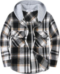Boys Girls Casual Flannel Plaid Hoodies Button Down
