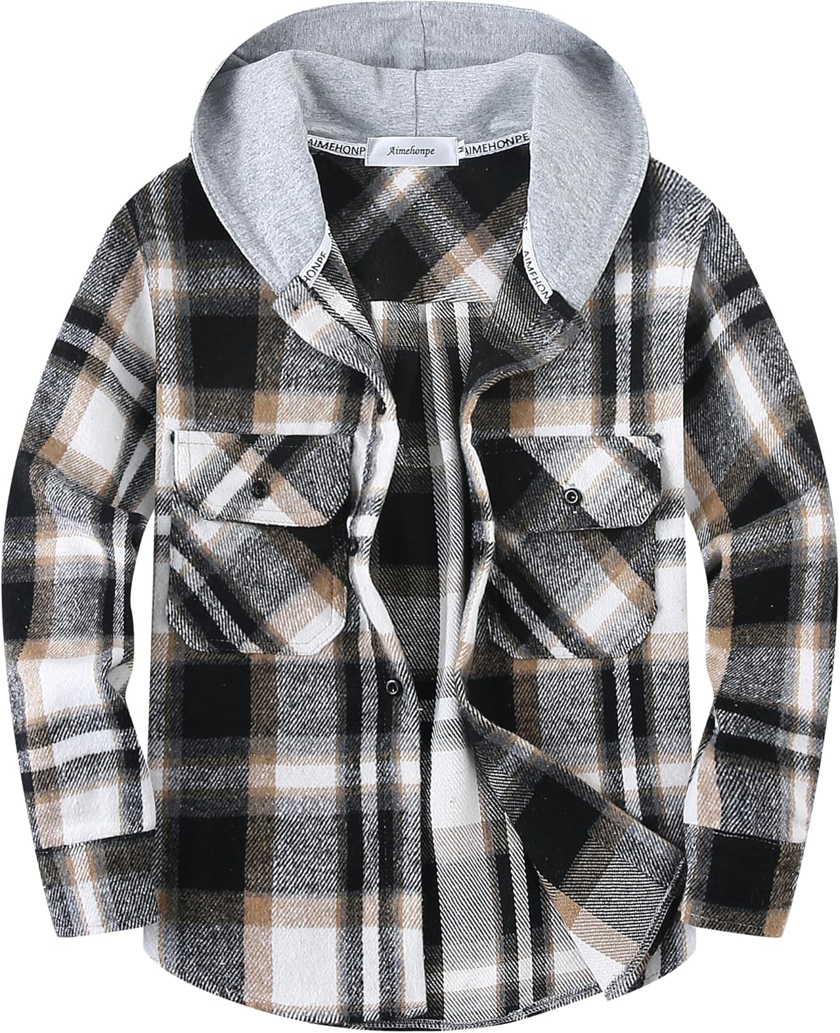 Boys Girls Casual Flannel Hooded Shirts for Fall Fashion