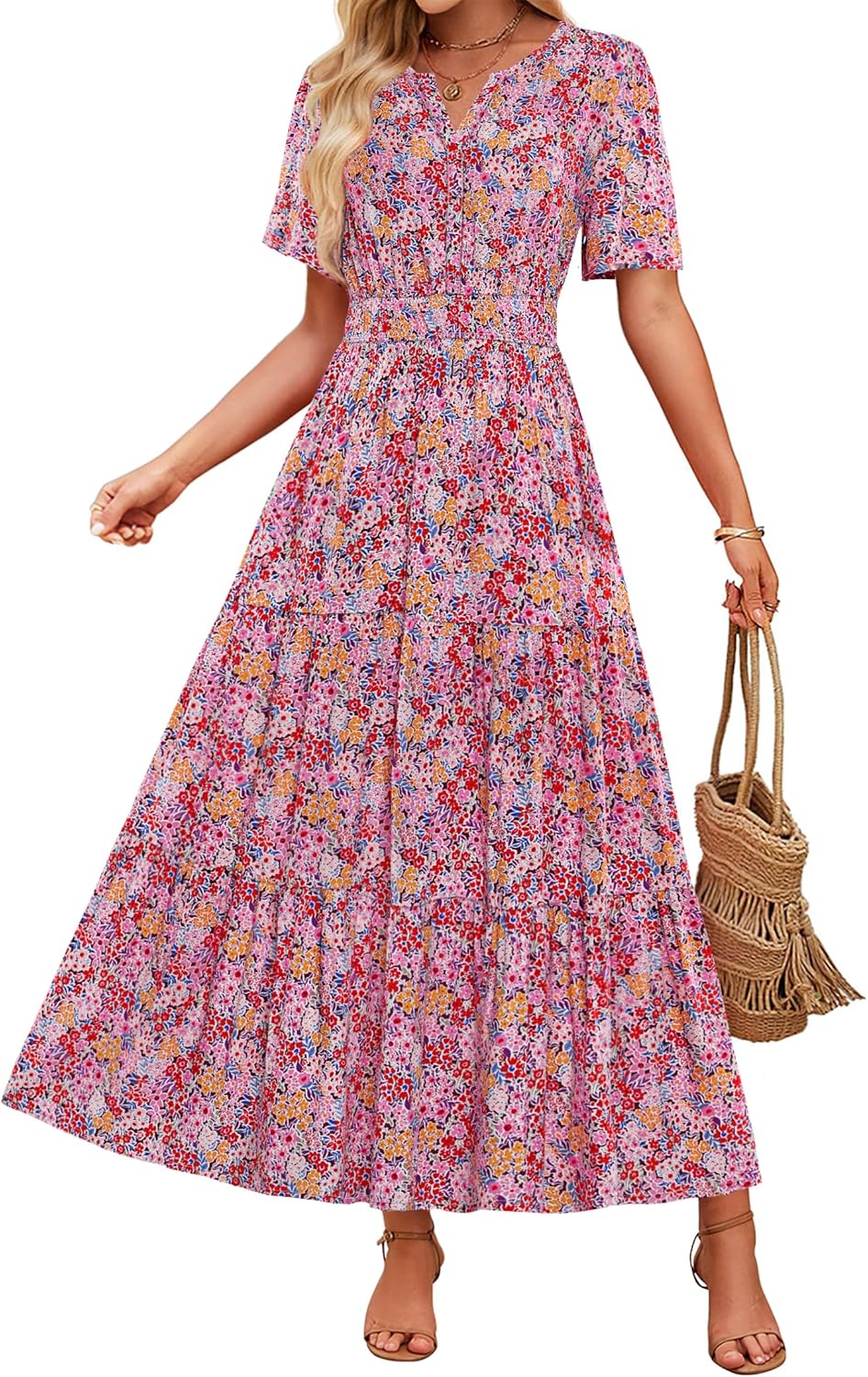 ZESICA Women's Summer Casual Floral Print Maxi Dress for 2025
