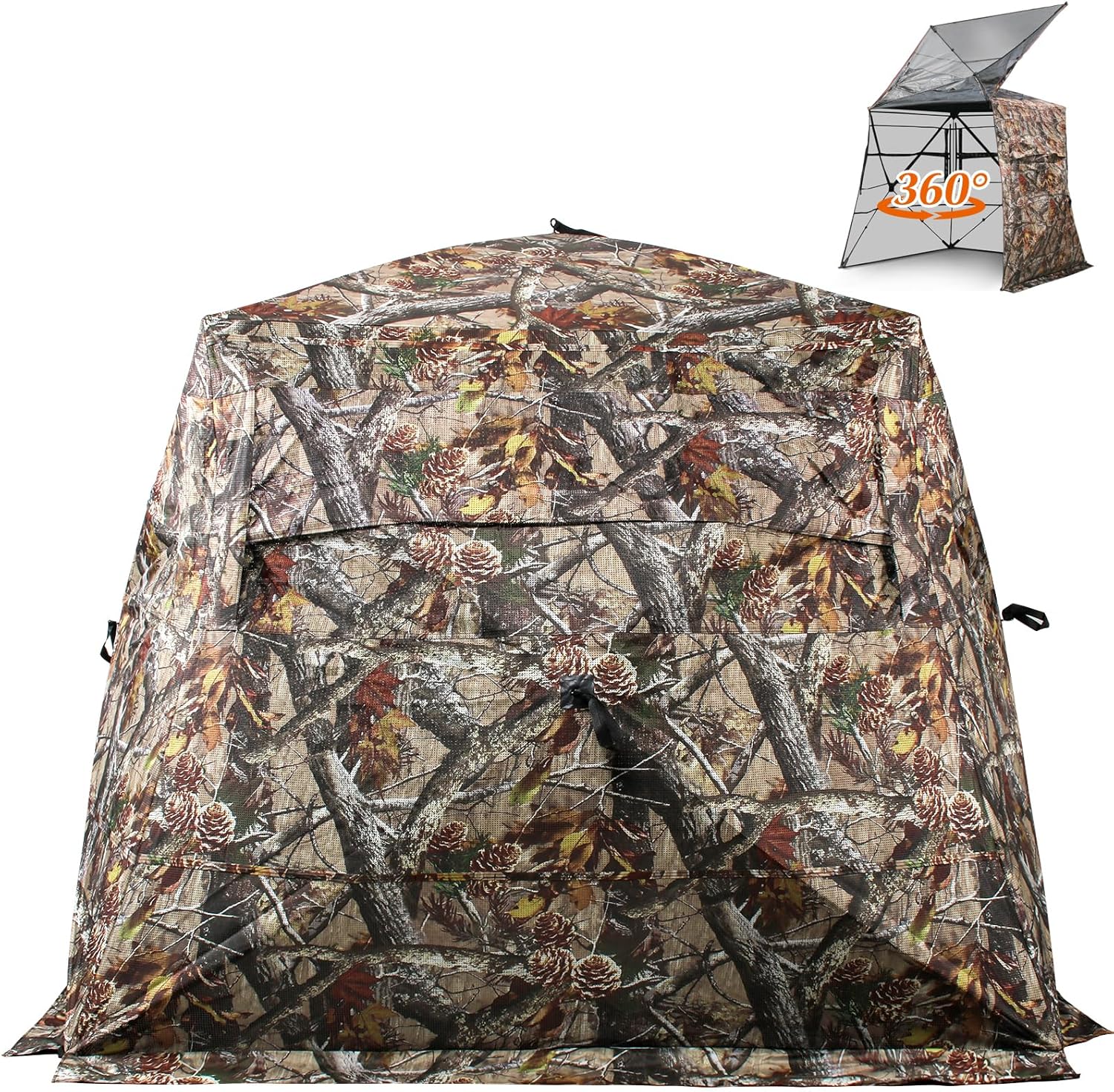 Wide Bottom Hunting Blind for 3/4 Person with Portable Chair