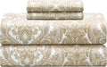 Queen Percale Cotton Sheets Ivory Paisley - 300 TC Cooling Set