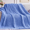 Chunky Knit Throw Blanket 40in x 50in - Soft Chenille Cozy Throw