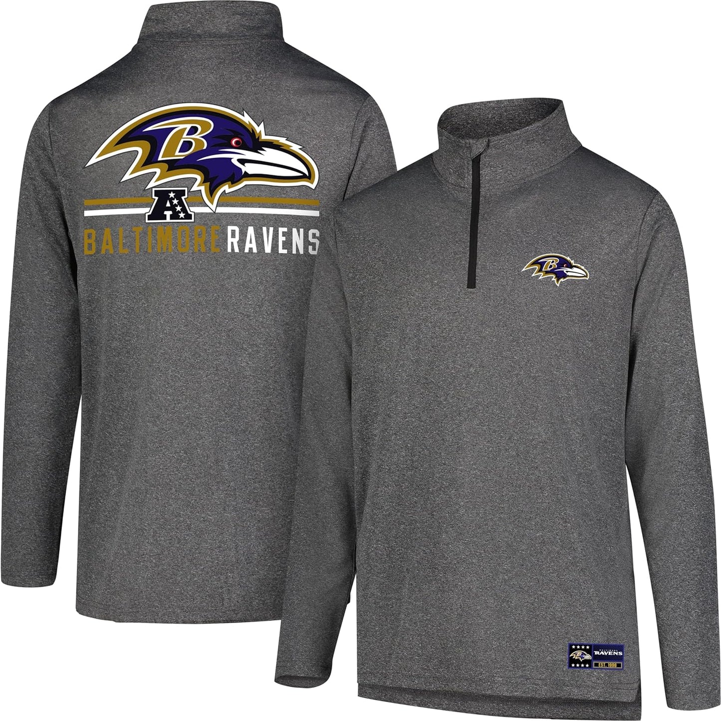 Ultra Game Men's NFL Super Soft Quarter Zip Long Sleeve T-Shirt