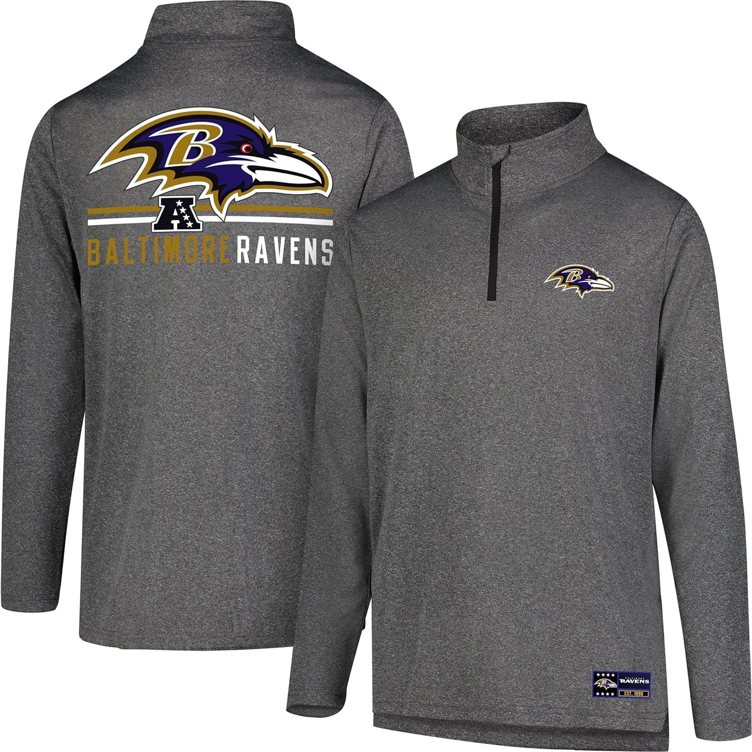Ultra Game Men's NFL Super Soft Quarter Zip Long Sleeve T-Shirt