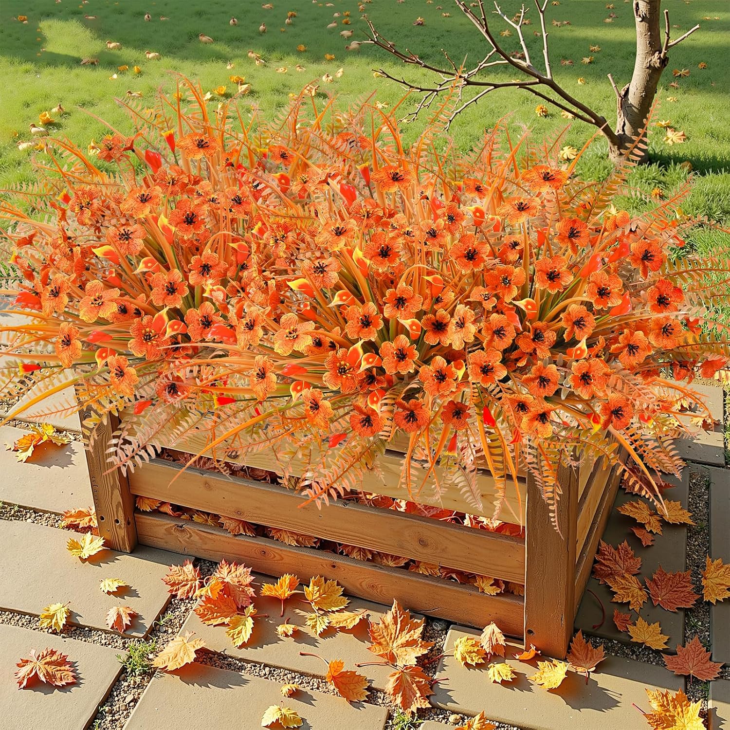 72PCS Artificial Mums for Outdoors - Vibrant Fall Decor
