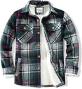Men's Sherpa Lined Button Down Flannel Shirt Jacket - Warm Outdoor