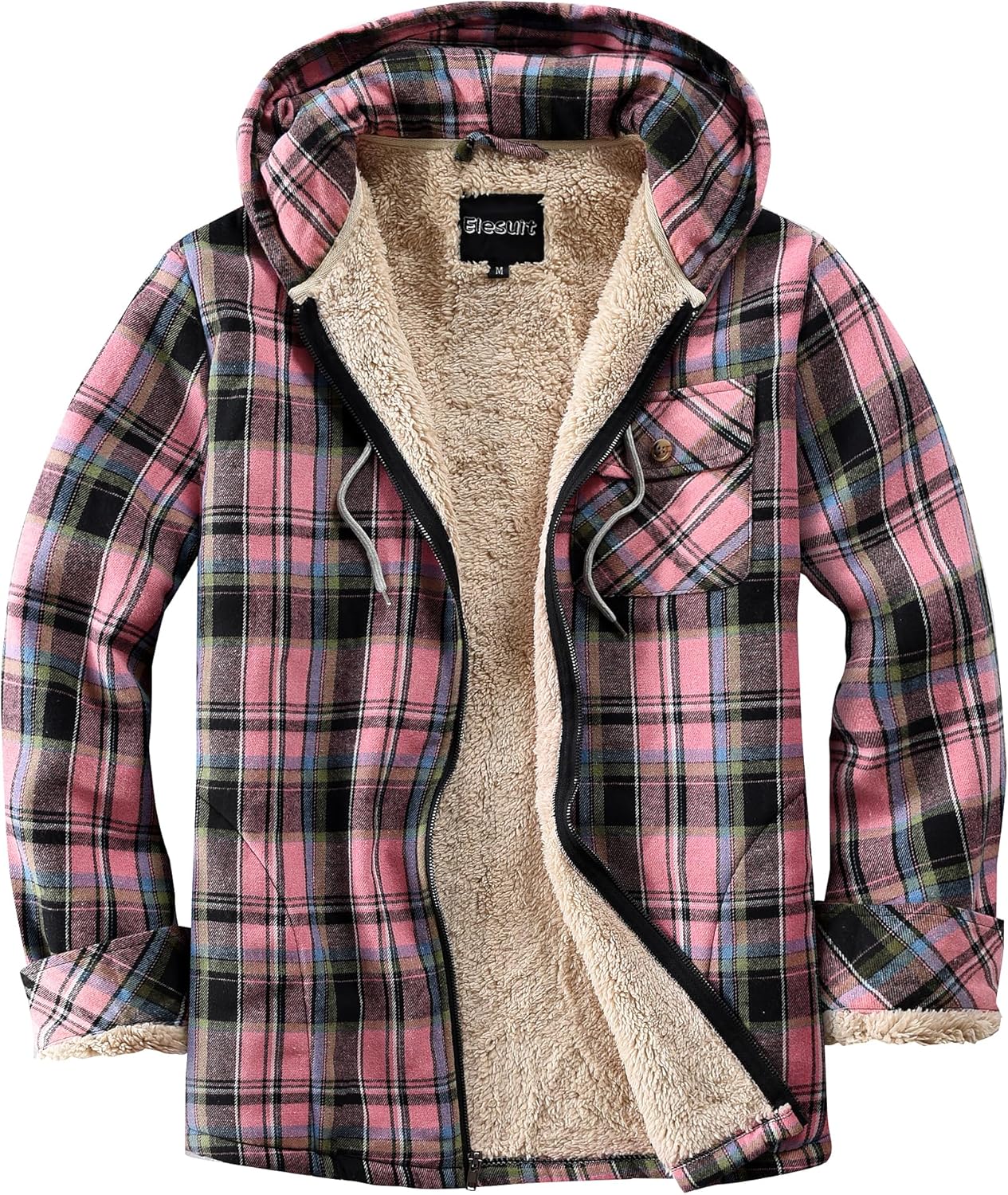 Elesuit Women's Full Zip Fleece Flannel Jacket for Comfort