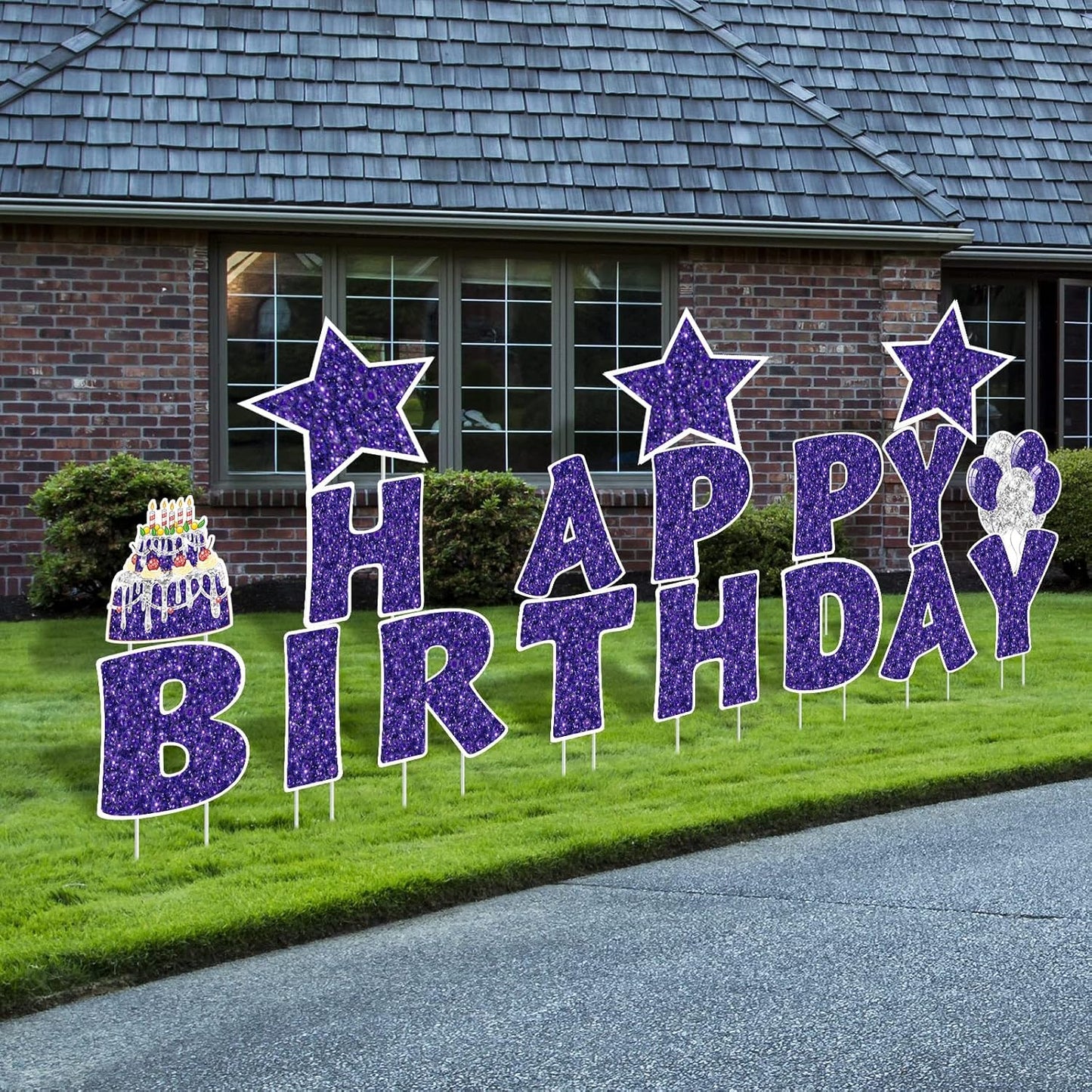 Happy Birthday Yard Signs - 18 Pieces Outdoor Lawn Decorations