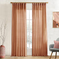Terracotta 90 in Linen Cotton Sheer Curtains 2 Panels - Airy Privacy
