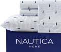 Twin XL Cotton Percale Sheets - Nautica Whale Stripe Dorm Essential