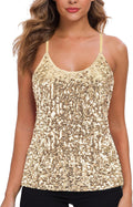 MANER Womens Sequin Tops Glitter Party Strappy Tank Top - Sparkle Cami