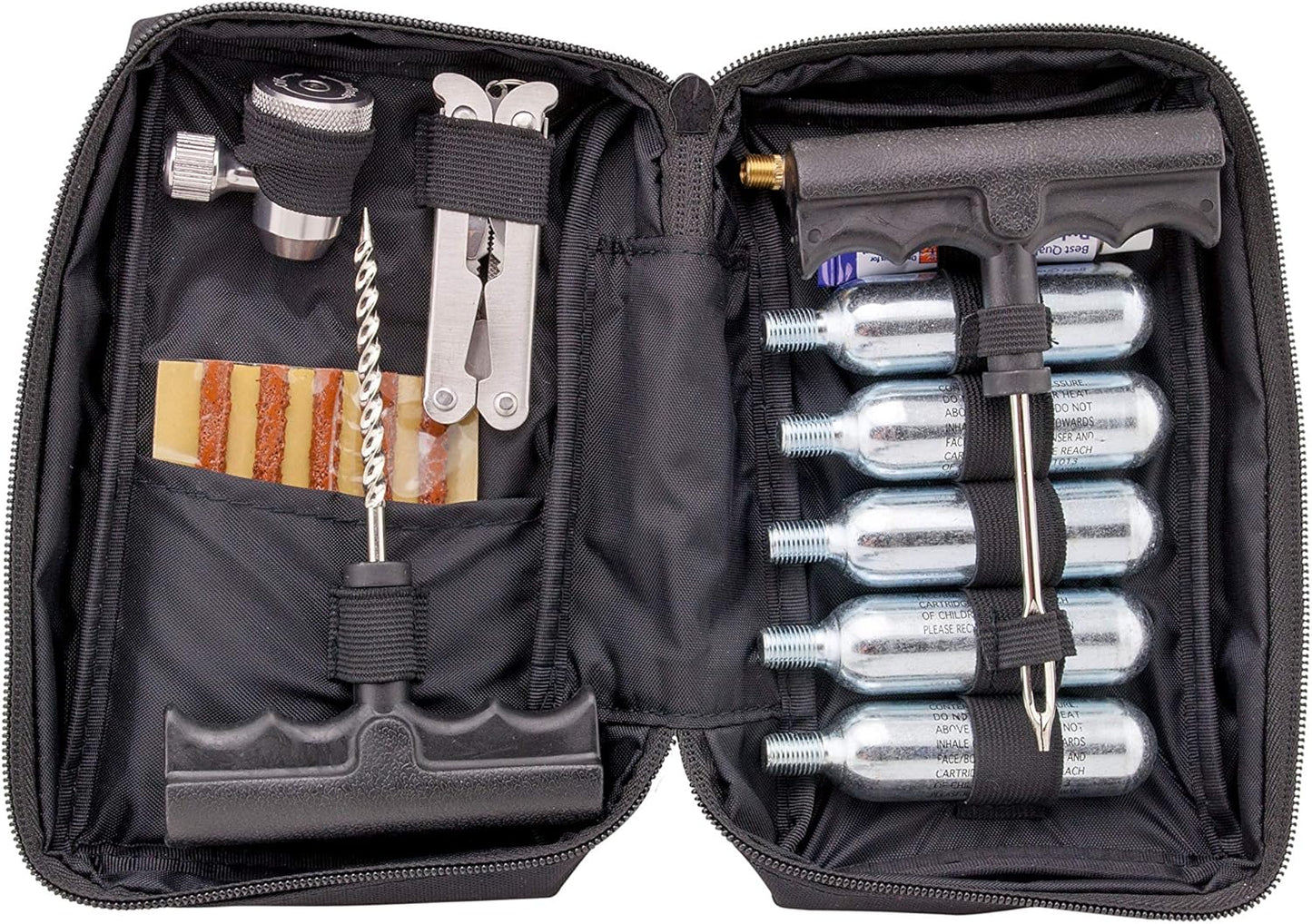 CO2 Motorcycle ATV Flat Repair Kit for Tubeless Tires - Compact