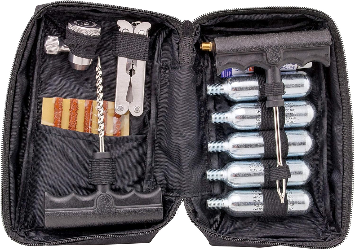 CO2 Motorcycle ATV Flat Repair Kit for Tubeless Tires - Compact