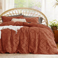 Bedsure Boho Duvet Cover King Size - Terracotta Tufted Comfort