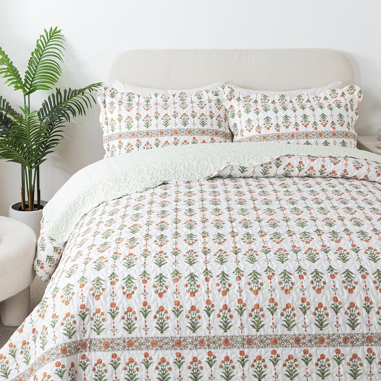 HoneiLife Queen Quilt Bedding Set - Lightweight Floral Coverlet