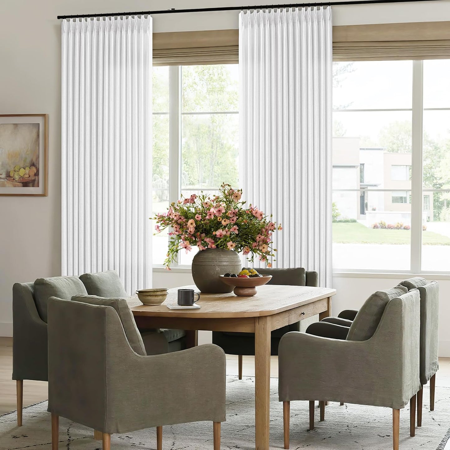 90 Inch Pinch Pleated Linen Curtains for Elegant Living Spaces