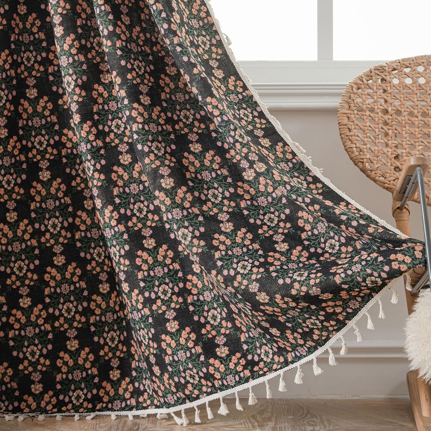 Boho Floral Curtains 84 Inch Length for Chic Home Decor
