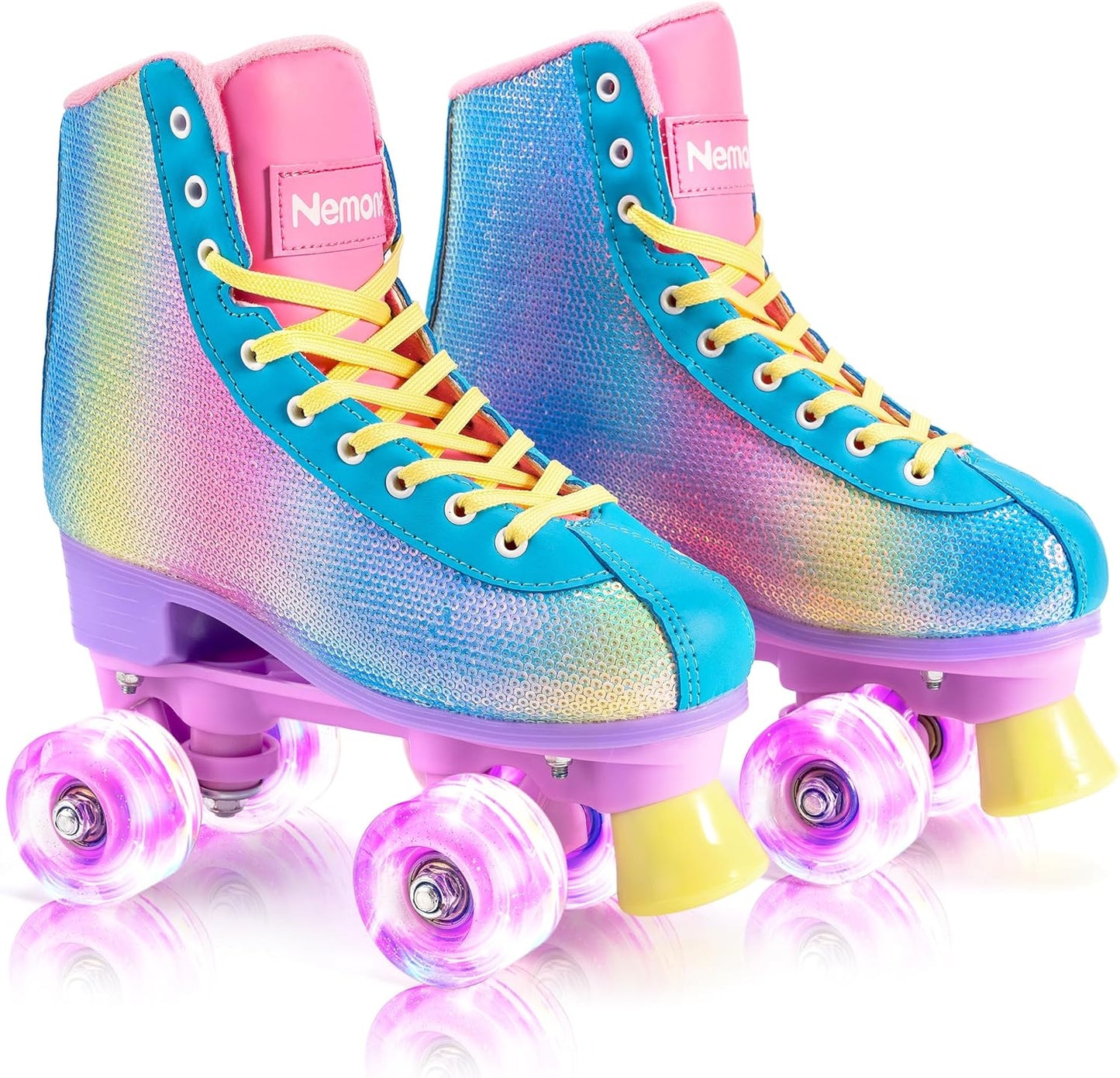 NEMONE Roller Skates for Girls with Light Up Wheels and Comfort