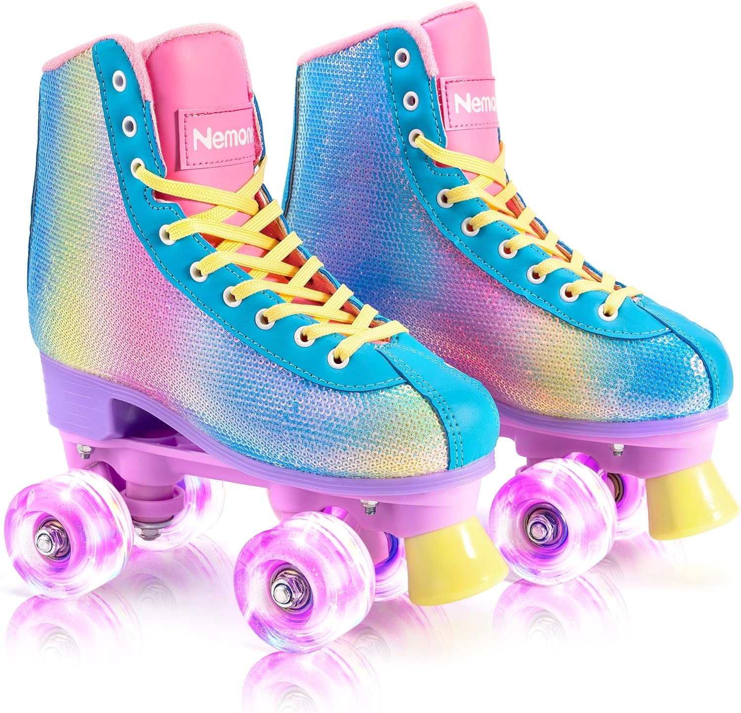 NEMONE Roller Skates for Girls with Light Up Wheels and Comfort
