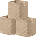 Cotton Rope Basket Set of 3 11 x 10.5 x 10.5 in - Brown Cube Bins