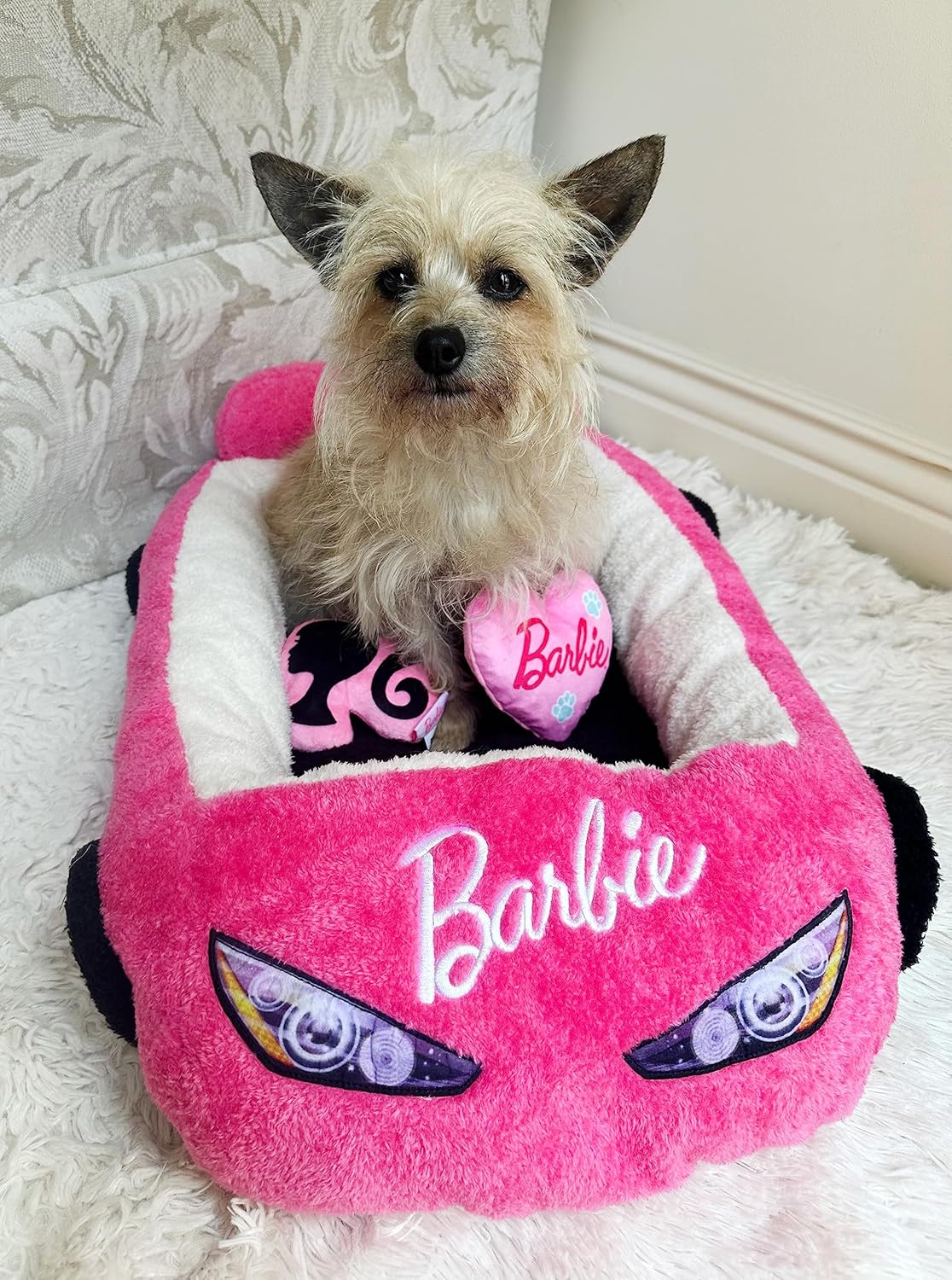 Barbie Plush Car Pet Bed for Dogs and Cats - Cozy & Fun Design