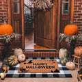 Halloween Decor Doormat Combo Set - Coco Coir Welcome Mat + Plaid Rug
