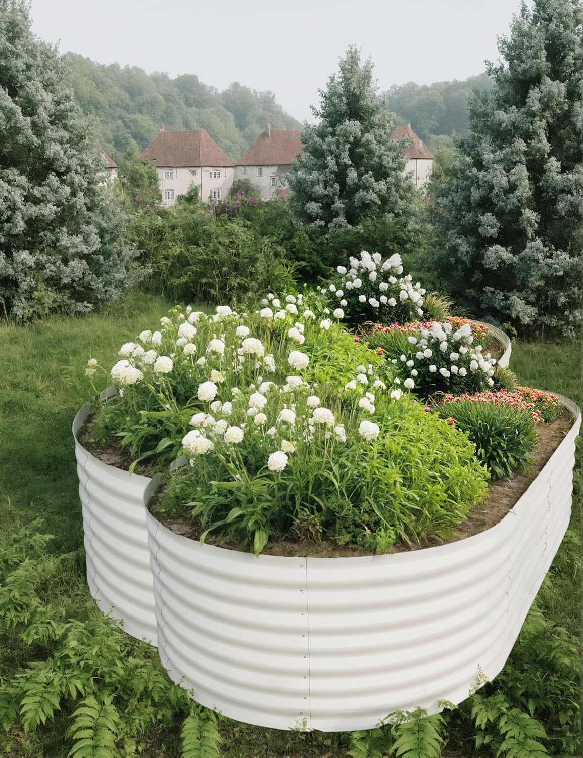 2 Pcs Raised Garden Beds Outdoor Galvanized Steel Planter Box