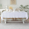 Linen Ruffle Linen Tablecloth 108in x 60in - Classic White Ruffled
