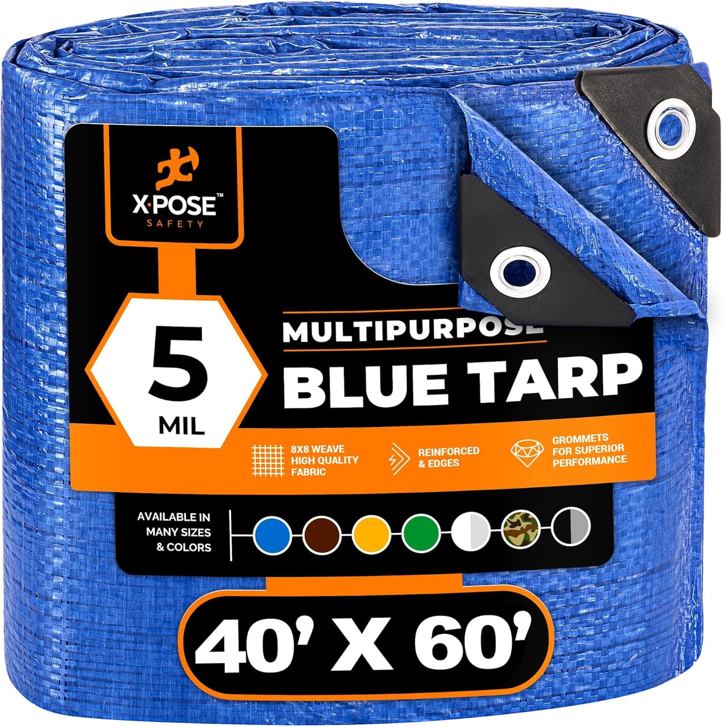 Better Blue Poly Tarp 40ft x 60ft - Lightweight & Durable Cover