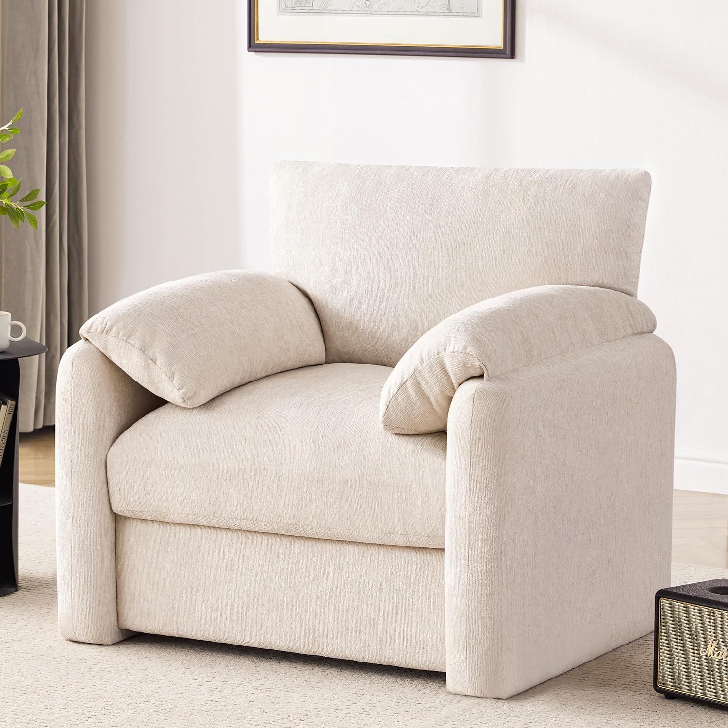 Chenille Oversized Armchair for Living Room & Bedroom Comfort